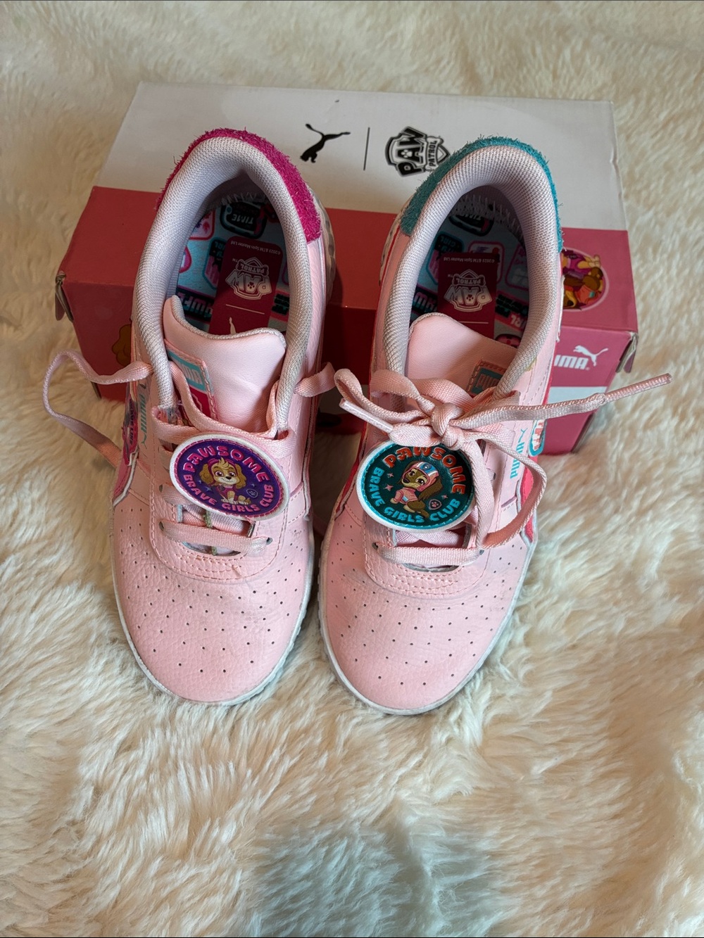 Puma Kids Pink Sneakers with Paw Patrol Character Badges